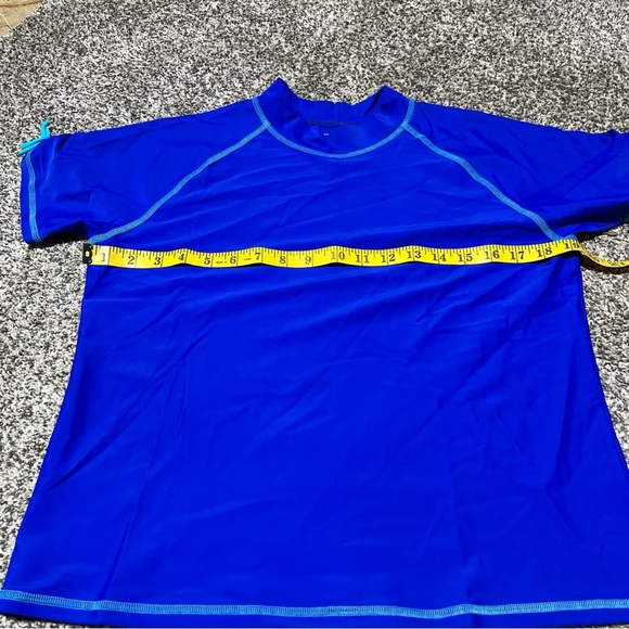L.L.Bean Girls Blue Short Sleeve Sun Surf Rash Guard Swim Shirt XL 18 - Picture 3 of 7